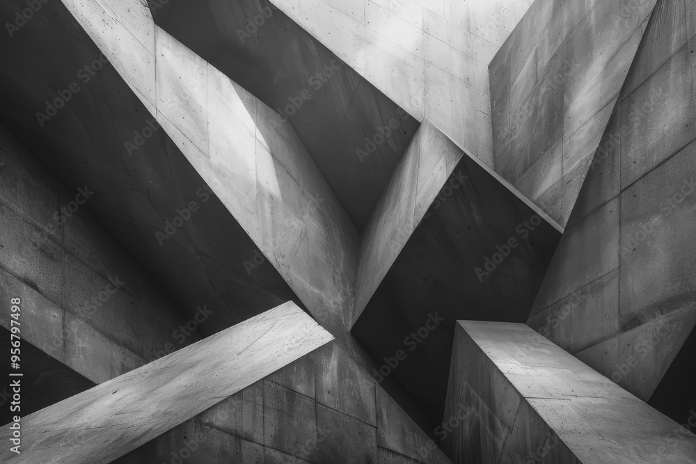 Fototapete minimalist composition of intersecting triangles. rendered in monotone with texture and opacity.