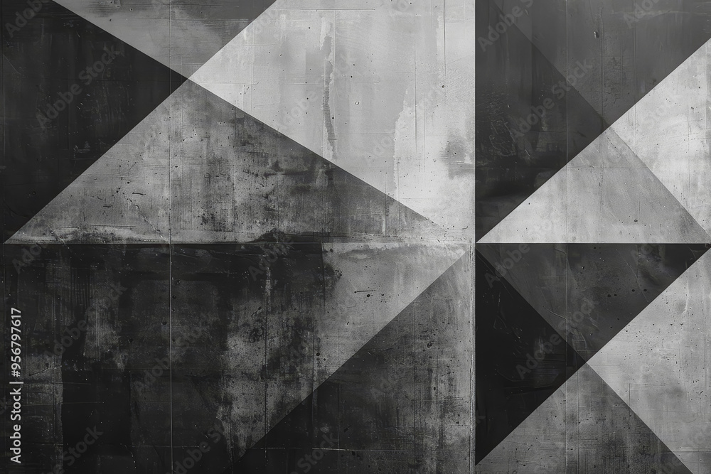 Fototapete minimalist composition of intersecting triangles. rendered in monotone with texture and opacity.