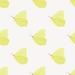 Vector pattern with yellow butterflies