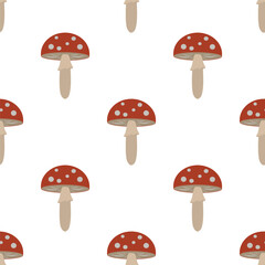 Vector illustration with fly agaric mushrooms