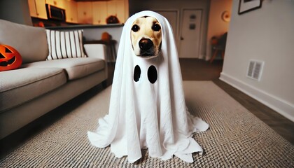 おばけシーツを被った犬 © 2HID