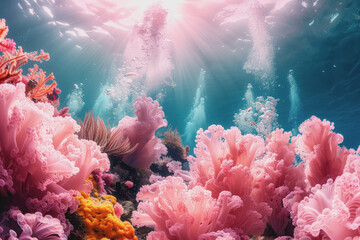 Naklejka premium Vibrant colors explode underwater.