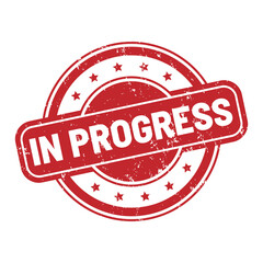 In progress round stamp icon grunge distressed style