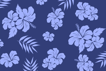 Hawaiian Seamless Pattern. Hibiscus flowers Pattern. Tropic flowers and Leaves. Hawaiian Aloha Shirt. Design for fabric, textile, wallpaper, clothing. floral background. vector illustration