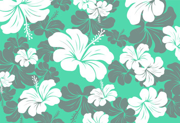 Hawaiian Seamless Pattern. Hibiscus flowers Pattern. Tropic flowers and Leaves. Hawaiian Aloha Shirt. Design for fabric, textile, wallpaper, clothing. floral background. vector illustration