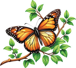 Vibrant butterfly with exquisite patterns, isolated on white background - detailed macro photography of a colorful butterfly,