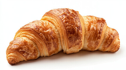 Plain Croissant,  A freshly baked plain croissant isolated on a white background Perfect for food photography and bakery-related projects
