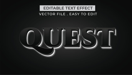 quest typography Editable text effect 3d Traditional Cartoon template style premium vector	