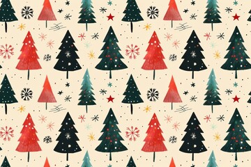 Obraz premium Christmas trees pattern wallpaper with festive design for holiday decor.