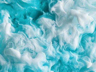 Obraz premium White and Turquoise Ink Abstract Pattern, AI generated illustration