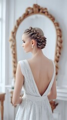 Portrait of bride getting ready for wedding