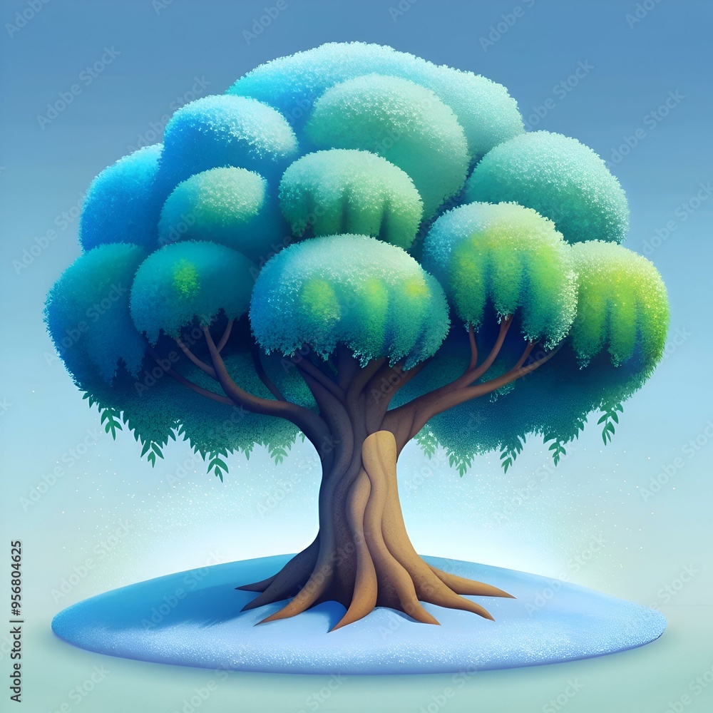 Aufkleber a whimsical. stylized 3d illustration of a vibrant tree with a captivatingly detailed texture. perfe