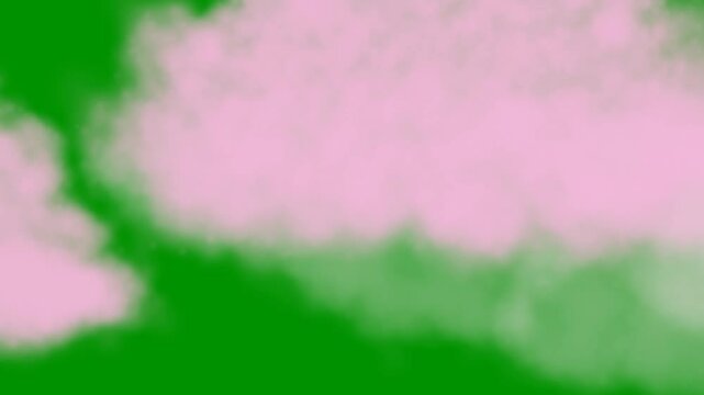 moving cloud animation on green screen background. pink cloud animation. green screen background