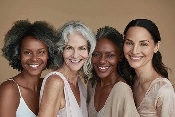Obraz premium Multi-ethnic diversity and beauty. Group of different ethnicity senior women
