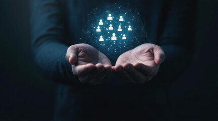Digital Network in Hands Representing Human Connection.