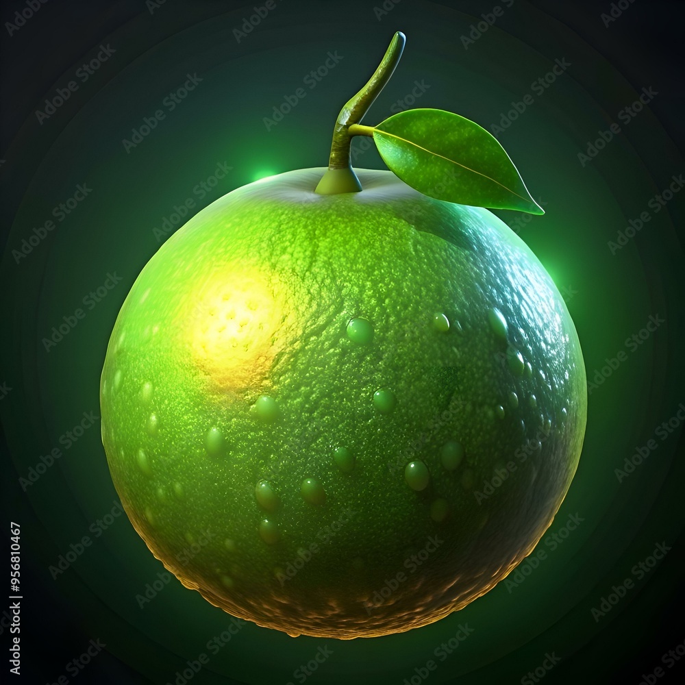 Poster a realistic 3d illustration of a vibrant ogeechee lime. perfect for adding a touch of nature to your