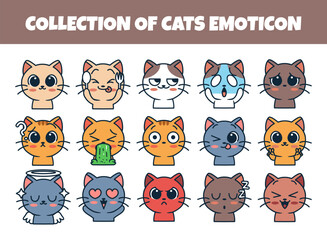 Cats emoticon vector illustration set