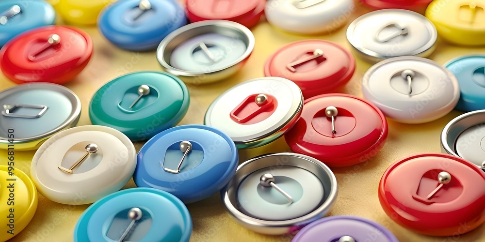 Poster a vibrant collection of colorful buttons. perfect for adding a touch of whimsy and vintage charm to 