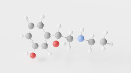 etilefrine molecule 3d, molecular structure, ball and stick model, structural chemical formula sympathomimetic medication