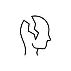 Headache outline icons, minimalist vector illustration ,simple transparent graphic element .Isolated on white background