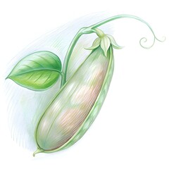 A delicate 3D illustration of a single pea shoot. showcasing its fresh. vibrant green color and intricate details.