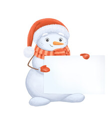 Charming Hand-Drawn Snowman Illustration with Transparent Background