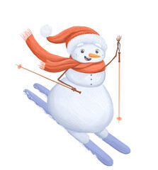 Charming Hand-Drawn Snowman Illustration with Transparent Background