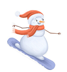 Charming Hand-Drawn Snowman Illustration with Transparent Background