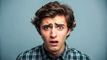 A frustrated young adult with a sarcastic expression rolls their eyes in exasperation, conveying annoyance and disbelief in a humorous, relatable situation.