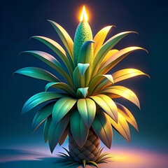 A vibrant 3D illustration of a banana yucca plant. with a glowing top. evoking a sense of life and growth.