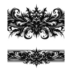 Collection Divider Floral Style Black Color and White Background
