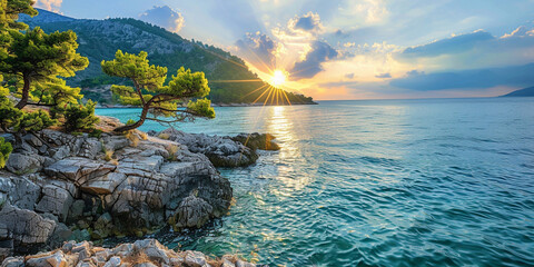 Scenery seascape naturel sun background 