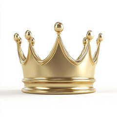 3D rendering of a golden crown isolated on a white background with a simple design.  
