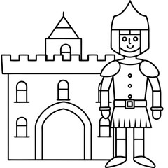 Knight standing guard at the castle gates