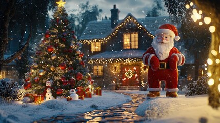 tv commercial, prairiecore, Beautiful Christmas tree, Double-storey villa, Santa Claus, Red Christmas stockings, Christmas theme, Pleasant Santa 