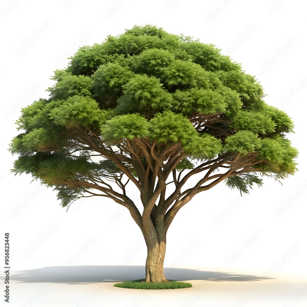Aufkleber a lush. 3d rendered tree with a unique. twisted trunk and spreading branches.