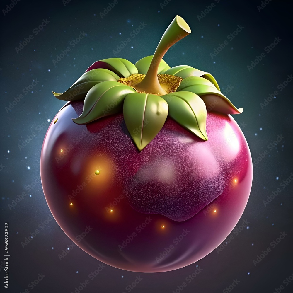 Poster A vibrant 3D illustration of a rambai fruit. perfect for adding a touch of whimsy and fun to your projects.