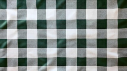 Green and White Checkered Fabric with Wrinkles