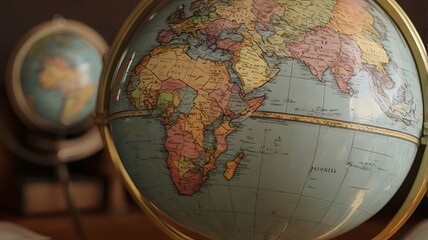  vintage globe with the continents highlighted

