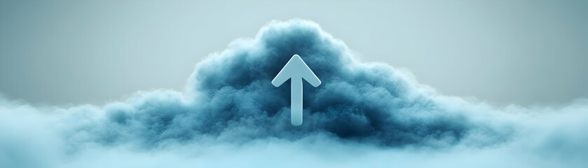 Fototapeta premium Cloud Storage Icon concept as A cloud storage icon with an upload arrow symbolizing data sharing during virtual meetings isolated on a white background for a modern and clear visual. in Photo Stock 