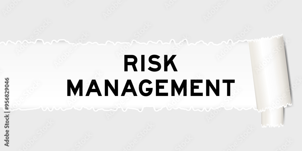 Wall mural Ripped gray paper background that have word risk management under torn part