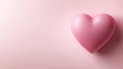  A soft pink heart casts a gentle shadow on a pastel background, creating a simple and sweet desig