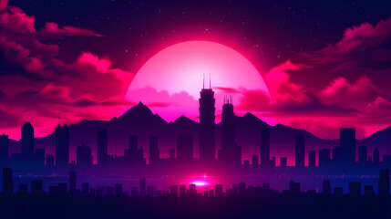 Cityscape Night Landscape Anime Style