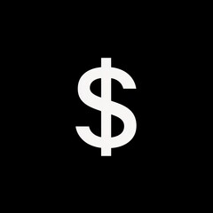 Obraz premium Minimalist dollar sign symbol on a black background, representing finance, economy, and investment concepts.