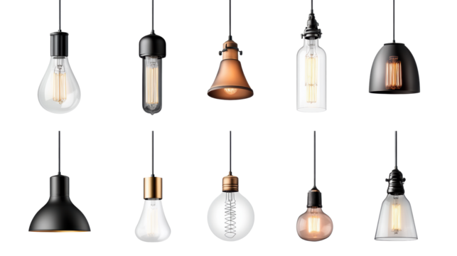 Pendant Lamps Collection on Transparent Background