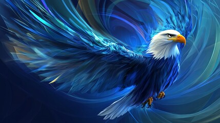 Obraz premium Tech-Savvy Bald Eagle with Dynamic Arched Lines, AI generated illustration