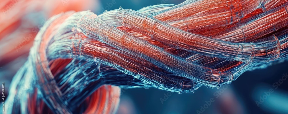 Poster close-up view of colorful threads showcasing intricate details and textures, perfect for textile or 