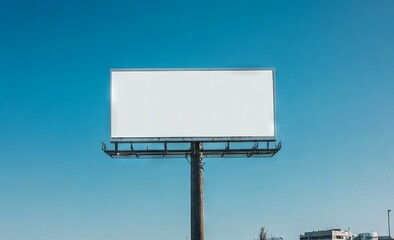 Blank Billboard with Clear Blue Sky Background. AI generated illustration