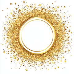 The center of this transparent png image has yellow and golden confettilike a firework.