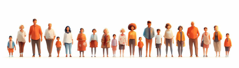 Obraz premium Family Diversity with Belonging Text concept as An isolated vector of diverse family members with the word Belonging in a soft inviting font. This design emphasizes the importance of belonging within 